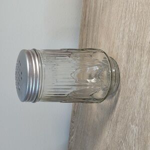 Measuring Device Corp NY Glass Ribbed Hoosier Shaker Jar Vintage
